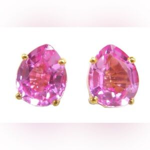 Large Pink Sapphire Stud Earrings 925 Sterling Silver Gilt & Elegant Jewelry